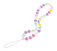 ELAYARD Beaded Phone Charm Chain for Women Girls Anti-lost Acrylic Mobile Phone Lanyard Heart Design Colorful Bead Accessories Random Color