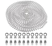 ELAYARD Beaded Pull Chain Extension 4.5mm Stainless Steel Silver | Smooth Surface, Cuttable Links with Connectors, for Jewelry Making Chains and Necklaces, 20pcs Pack