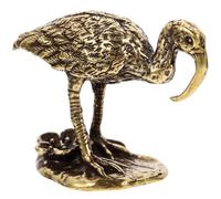 ELAYARD Brass Crane Ornament Mini Statue Rustic Farmhouse Style Golden Solid Figurine Not Easily Fade Or Break Represents Health and Wealth Christmas for Chinese Culture Lover