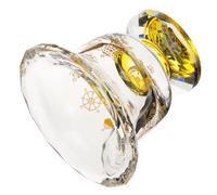 ELAYARD Buddhism Crystal Water Offering Cup Gold Blessing Design, High Foot Worship Water Bowl for Buddhist Sacrifices and Temple Use, Glass Ritual Drinkware