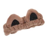 ELAYARD Cat Ears Headband for Women Elastic Face Washing Hairband Soft Comfortable Skincare and Makeup Hair Wrap Cute Animal Ear Decorative Headpiece for Spa and Daily Use Brown