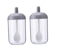 ELAYARD Condiment Jar with Metalic Surface, Smooth Looking Elegant Spoon 2pcs Sugar Pot Lid and Seasoning Box Container, Space Saving Spice Set for Kitchen Cooking
