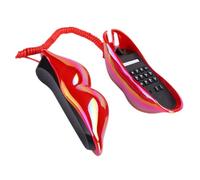 ELAYARD Creative Red Lip Phone Corded Land Line Telephone Lightweight Red-Lips Shaped Ornament for Home Decoration and Unique Props with ABS Material