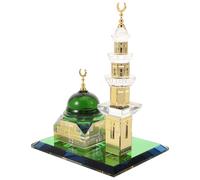 ELAYARD Crystal Kaaba Mosque Figurine Set - Premium Muslim Architecture Model with Clock Tower - Islamic Home Décor Ornament for Ramadan Eid Mubarak Celebration
