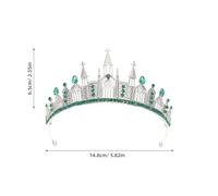 ELAYARD Dark Gothic Queen Crown Hair Accessory with Silver Green Crystal Tiara for Costume Party Photoshoot Prom Bridal Hairpiece