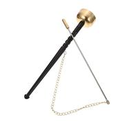 ELAYARD Delicate Yin Qing Hand Musical Instrument with Wooden Handle Traditional Copper Percussion for Buddhist Meditation Temple Ancestral Use Transparent Tone for Prayer and Purification