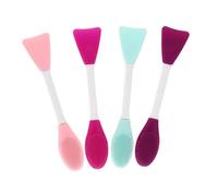 ELAYARD Double-head Silicone Facial Mask Applicator Brush Set 4pcs with Flat Head Cleansing Brush for Mud Mask Stirring and Application, Soft Silicone Tools for Skincare and Random Color