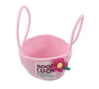 ELAYARD Durable Cotton Yarn Woven Storage Basket with Handle Small Organizer for Shower Birthday Nursery Decor Favor Box Pink