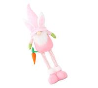 ELAYARD Easter Bunny Doll with Carrot Standing Cloth Gnome Easter Theme Doll Decoration Funny Photo Prop Nordic Style Adornment for Spring Home Display