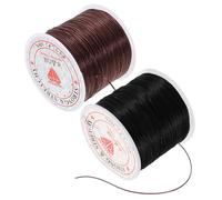 ELAYARD Elastic Wire Hair Extension Thread 2pcs 0.6mm Flat Stretchy Bead String for Braided Hairstyles and DIY Wig Sewing, Sturdy Brown + Black Elastic Cord for Thin Hair Styling