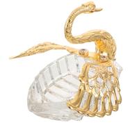 ELAYARD Elegant Crystal Swan Condiment Jar with Stable Base for Sugar Salt and Spices Decorative Kitchen Storage Bowl in Gold Finish Space Saving Modern Seasoning Dispenser for Dining
