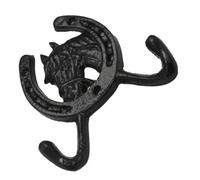 ELAYARD European Style Horse Head and Horseshoe Wall Hook Cast Iron Coat Hanger with Double Hooks for Bathroom Entryway Bedroom Multi Purpose Wall Hanger with Screws and Anchors for