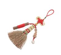 ELAYARD Feng Shui Crib Broom Pendant with Chinese Knot Amulet, Mini Vintage Broom Charm for Newborn Protection, Nursery Hanging Accessory for Bedroom