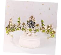 ELAYARD Green Bride Crown Headband Wedding Headdress with Rhinestones Nature-Inspired Style Hair Accessory for Bridal Photography and Party