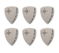 ELAYARD Guitar Picks with Good Hand Feel and Sturdy Design Silver Titanium Steel 6pcs Practical Folk Guitar Accessories for Acoustic and Electric Use