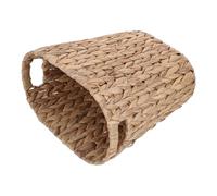 ELAYARD Handwoven Seagrass Trash Can with Handle, Rectangular Woven Rattan Wastebasket for Kitchen Bathroom Office, Natural Color Open Top Garbage Bin for Waste Management