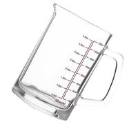 ELAYARD Heat Resistant Glass Measuring Cup with Red Scale and Spout Design Square Pitcher with Handle for Coffee Water Baking Bar and Home Use