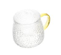 ELAYARD High Borosilicate Glass Tea Cup with Hammer Pattern Lid Heat Resistant Household Drinks Mug for Tea Coffee Milk and Hot Beverages Filter Included for Brew Texture for Daily Use