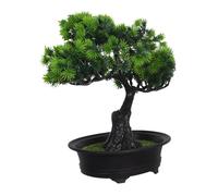 ELAYARD Japanese Juniper Style Artificial Bonsai Tree Compact Faux Potted Plant for Indoor Home Office Decor Space-saving Desktop Decoration with Elegant Oriental Charm and Year-round