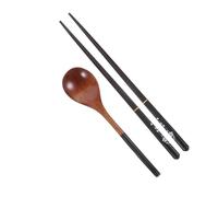 ELAYARD Japanese Style Wooden Cutlery Set with Spoon and Chopsticks Reusable Eco Friendly Tableware for Kitchen Picnic Camping and Parties Elegant Craftsmanship Gift in Black Box