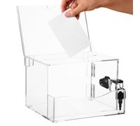 ELAYARD Lockable ballot box, transparent, acrylic, 6.30 x 5.71 x 4.33 inches, large capacity for safe voting, donation box, fundraising suggestion box