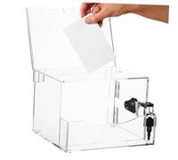 ELAYARD Lockable Transparent Ballot Box Made of Robust Acrylic, Sturdy Donation Box for Charity and Suggestions, Secure Fundraising Box with Slot for Versatile Use