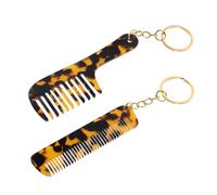 ELAYARD Mini Acetate Wide Tooth Comb Keychains 2pcs Portable Small Detangle Combs for Thick Curly Hair for Men and Women on The Go