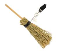 ELAYARD Mini Broom Craft Pendant with Yellow Branch and Shining Star for Halloween Decor Wiccan Altar Accessory Handmade Witch Ornament for Party and Home Decoration