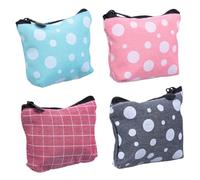 ELAYARD Mini Coin Purse and Sanitary Napkins Pouch 4pcs Set with Zipper, Portable Small Wallet for Coins and Pads Storage, Compact Key Bag for Travel and Daily Use Random Style