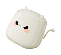 ELAYARD Mini Desktop Trash Can with Silent Press Lid Small Space Saving Wastebasket for Office Dorm Room and Home Tabletop Cute Demon Design for Quiet Tidy Workspace Organization