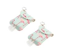 ELAYARD Mini Leather Keyring Bottle Covers 2pcs Set for 60ml Refillable Travel Hand Sanitiser Bottles Keychain Carriers for On-the-go Use Random Style