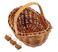 ELAYARD Mini Rattan Flower Basket Handwoven Tiny Woven Basket for Dollhouse Decor Wedding Parties Diy Crafts Rustic 2.95X2.95X2.16 Inch