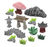 ELAYARD Miniature Zen Garden Statue Fade Resistant Micro Landscape Ornament with Stone Pagoda and Bridge Artistic Chinese Style Mini Garden Accessories for Terrarium Dollhouse and Home