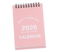 ELAYARD Monthly Desktop Flip Calendar with Planner Stickers Pink Compact Mini Standing Memo Calendar for Home Office Academic Use Non Bleed