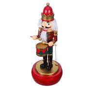 ELAYARD Nutcracker Soldier Wooden Music Box Christmas Decor with Wind-up Clockwork Festive Red Xmas Figurine for Home Living Holiday Ornament with Soothing Melodies and Retro Design