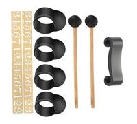 ELAYARD Pan Drum Finger Pick Set to Prevent Mallets from Rolling 9pcs for Steel Tongue Drum Black Silicone and Plastic Sleeves Reduce Noise and Percussion Instruments