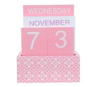 ELAYARD Perpetual Home Calendar Wooden Desk Calendar with Manual Flipping and Reusable Date Display Pink Wood Decorative for Bedside Tables and Office