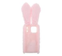 ELAYARD Plush Bunny Phone Case for Pro Model with Soft Ears Non-slip Fuzzy Cover Cute Kawaii Rabbit Design Winter Warmth Gift for Valentine’s Day Easter Pink