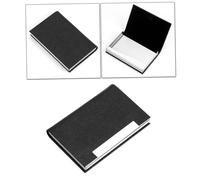 ELAYARD Portable Black Stainless Steel and PU Leather Business Card Holder Organizer Elegant Case Wallet for Professionals Compact Design with Logo Option