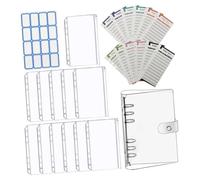 ELAYARD Portable Budget Binder with Transparent PVC Zipper Pockets Colorful Budget and Label Stickers Lightweight Money Recording Notepad for Home Office Travel Finance Management