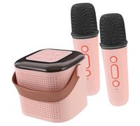ELAYARD Portable Karaoke Speaker with Mic Mini Wireless Microphone and Speaker System Pink Dual Mic for Travel and Home Party Use