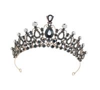 ELAYARD Retro Shiny Crystal Wedding Headdress Crown Headband for Bride Comfortable Black Baroque Style Elegant Bridal Party Photo Prop for Women