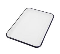 ELAYARD Retro White Enamel Rectangle Baking Pan Large Capacity Roast Cookie Toast Tray for Kitchen Food Serving and Multifunctional Use