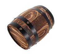 ELAYARD Retro Wooden Kitchen Utensil Holder Compact Barrel Shaped Cutlery Organizer for Chopsticks Spoons Forks Space Saving Vintage Carbonized Oak Storage Bucket for Countertops and
