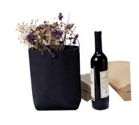 ELAYARD Reusable Black Kraft Paper Wine Bag with Double Bottle Capacity Handheld Gift Pouch for Wine Spirits Flowers Sturdy Stitching for Parties Christmas and Special Occasions