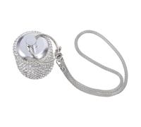 ELAYARD Rhinestone Mini Portable Pill Case with Keychain Loop, Small White Metal Pill Organizer for Travel and Outdoor Use, Compact Bling Medication Container