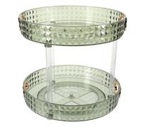 ELAYARD Rotating Double Layer Makeup Organizer Vanity Storage Rack for Perfume Skincare Cosmetics Elegant Green Cosmetic Holder for Bathroom Countertop Dressing Table