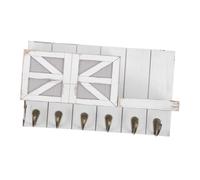 ELAYARD Rustic Solid Wood Key Holder with Floating Shelf Wall Mounted Coat Shelf for Entryway and Small Spaces European Style Organizer for Mail and Keys Space Saving Wall Rack in White