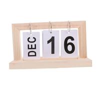 ELAYARD Rustic Wooden Flip Perpetual Calendar with Bold Date Display for Desk Reusable Farmhouse Desktop Organizer with Natural Wood and Metal Rings Easy Daily Use Gift for Home and Office