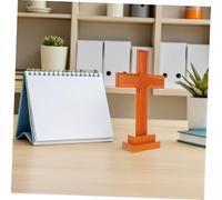 ELAYARD Rustic Wooden Standing Cross Tabletop Ornament for Home Office Church Decor Beech Wood Religious Christian Holy Cross with Abstract Design Altar Decoration for Prayer